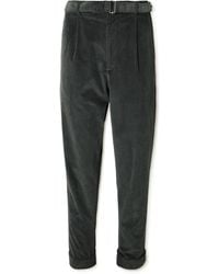 Officine Generale - Hugo Tapered Belted Cotton-blend Corduroy Trousers - Lyst