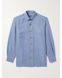 Rubinacci - Striped Linen And Wool-Blend Overshirt - Lyst