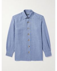 Rubinacci - Striped Linen And Wool-Blend Overshirt - Lyst