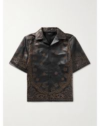 Amiri - Hemd aus perforiertem Leder mit Lasergravuren und Reverskragen - Lyst