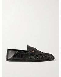 Saint Laurent - Le Loafer Collapsible-heel Logo-embellished Eel Loafers Loafers - Lyst