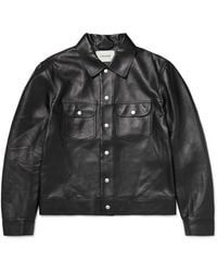 FRAME - Leather Trucker Jacket - Lyst