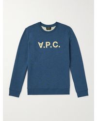A.P.C. - Logo-flocked Cotton-jersey Sweatshirt - Lyst