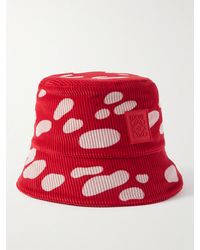 Loewe - Cappello da pescatore in velluto a coste di cotone stampato con logo applicato - Lyst
