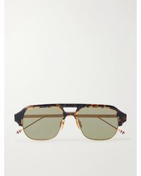 Thom Browne - Aviator-Style Tortoiseshell Acetate And Titanium Sunglasses - Lyst