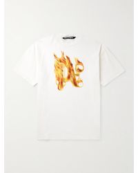 Palm Angels - T-Shirt aus Baumwoll-Jersey mit Logoprint in Metallic-Optik - Lyst