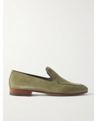 Manolo Blahnik - Truro Leather-trimmed Suede Loafers - Lyst