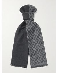 Gucci - Alfie Frayed Logo-Jacquard Wool Scarf - Lyst