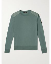 Belstaff - Kerrigan Ribbed Panelled Merino Wool Sweater - Lyst