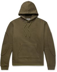 Jacquemus Layered Fleece-back Cotton-blend Jersey Hoodie - Green