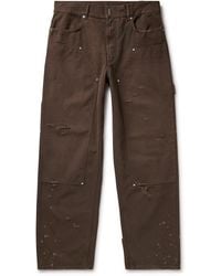 Givenchy - Carpenter Wide-leg Panelled Distressed Cotton-canvas Trousers - Lyst