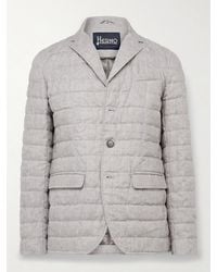 Herno - Slim-Fit Padded Quilted Linen Down Blazer - Lyst
