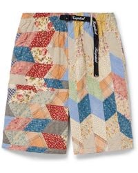 Kapital - Easy Straight-Leg Quilted Patchwork Cotton And Linen-Blend Shorts - Lyst