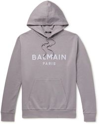 Balmain Cotton Logo-printed Hoodie in Green for Men gym and workout clothes Hoodies Mens Clothing Activewear 