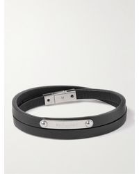 Saint Laurent - Leather And Silver-tone Wrap Bracelet - Lyst