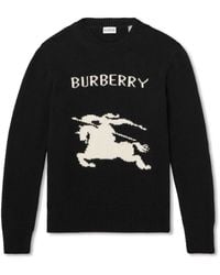Burberry - Logo-Jacquard Wool And Cashmere-Blend Sweater - Lyst