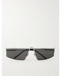 Saint Laurent - New Wave silberfarbene Sonnenbrille mit rechteckigem Rahmen - Lyst