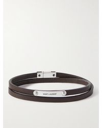 Saint Laurent - Cassandre Silver-tone And Leather Bracelet - Lyst