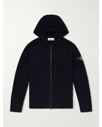 Stone Island - Ribbed Cotton-Blend Bouclé Zip-Up Hoodie - Lyst