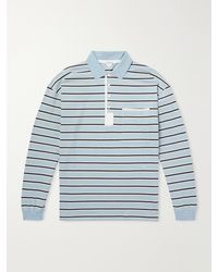 Bottega Veneta - Striped Cotton-piqué Polo Shirt - Lyst