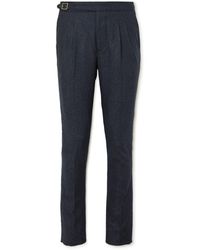James Purdey & Sons - Mayfair Slim-fit Pleated Herringbone Wool-blend Tweed Trousers - Lyst