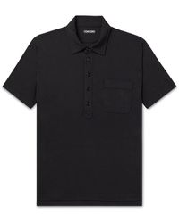 Tom Ford - Cotton And Silk-blend Piqué Polo Shirt - Lyst