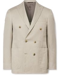 Canali - Kei Slim-Fit Double-Breasted Linen And Silk-Blend Suit Jacket - Lyst