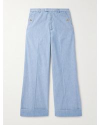 Valentino Garavani - Wide-leg Cotton-chambray Trousers - Lyst
