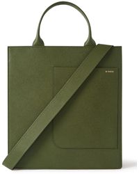 Valextra Pebble-grain Leather Tote Bag - Green
