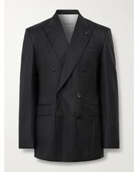 Givenchy - Double-Breasted Pinstriped Wool-Twill Suit Jacket - Lyst