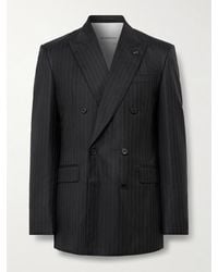 Givenchy - Double-Breasted Pinstriped Wool-Twill Suit Jacket - Lyst