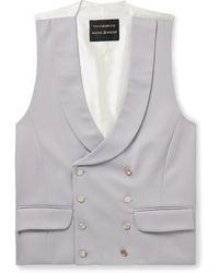 Favourbrook - Slim-fit Shawl-collar Double-breasted Wool-twill And Satin Waistcoat - Lyst