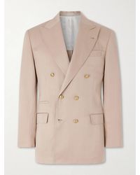 Brunello Cucinelli - Double-Breasted Silk And Linen-Blend Twill Blazer - Lyst