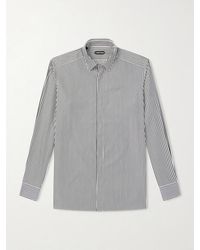 Tom Ford - Striped Cotton And Silk-blend Poplin Shirt - Lyst
