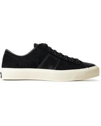 Tom Ford - Cambridge Leather-trimmed Croc-effect Velvet Sneakers - Lyst