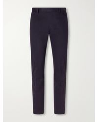 Brioni - Tapered Brushed Cotton-Blend Gabardine Trousers - Lyst