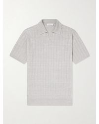 Boglioli - Open-Collar Ribbed Linen And Cotton-Blend Polo Shirt - Lyst