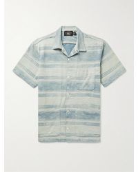 RRL - Convertible-collar Striped Slub Cotton-jersey Shirt - Lyst