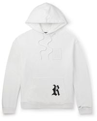 Raf Simons - Leather-trimmed Distressed Logo-print Cotton-jersey Hoodie - Lyst