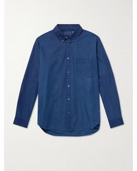 Blue Blue Japan - Button-Down Collar-Dyed Cotton Oxford Shirt - Lyst