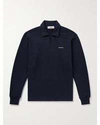 Stone Island - Sweatshirt aus Baumwoll-Jersey mit Logoprint und kurzem Reißverschluss in Stückfärbung - Lyst