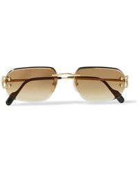 Cartier - Signature C Rimless Rectangular-frame Gold-tone Sunglasses - Lyst