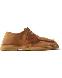Bottega Veneta - Daddy Intrecciato Leather-Trimmed Suede Boat Shoes - Lyst