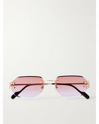 Cartier - Motifs de Cartier Square-Frame Gold-Tone Sunglasses - Lyst