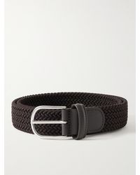 Anderson's - 3.5cm Leather-trimmed Woven Elastic Belt - Lyst