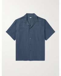A.PRESSE - Convertible-Collar Silk And Linen-Blend Shirt - Lyst