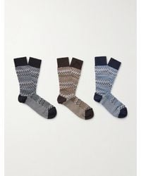 Missoni - Three-Pack Crochet-Knit Cotton-Blend Socks - Lyst