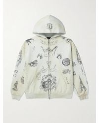 Balenciaga - Tat Printed Distressed Cotton-Jersey Zip-Up Hoodie - Lyst