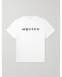 McQueen - Logo-flocked Cotton-jersey T-shirt - Lyst