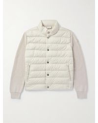Moncler - Ribbed Cotton And Quilted Shell Down Zip-Up Cardigan - Lyst